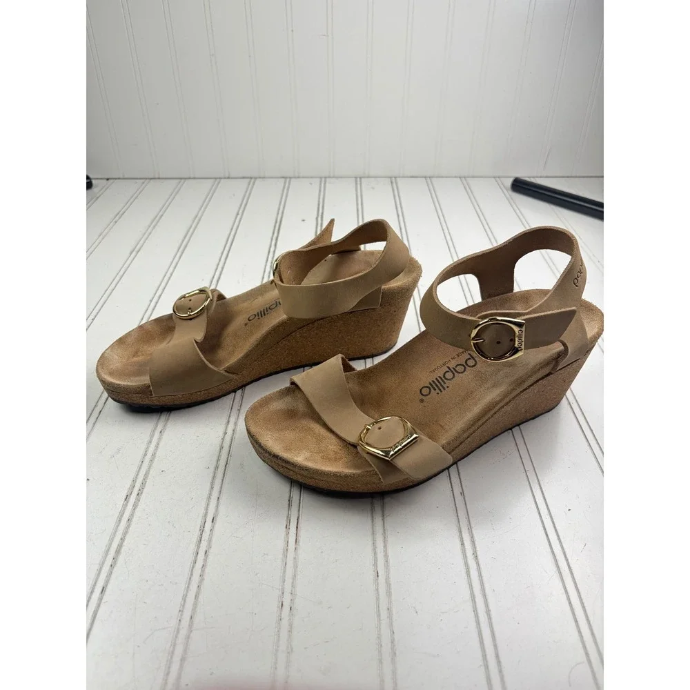 Papillio by Birkenstock Soley Nubuck Leather Wedge Sandals Women's Size 8-8.5